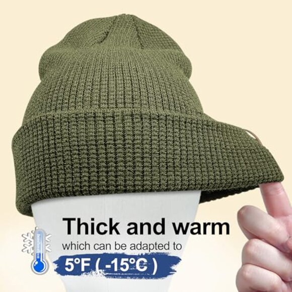 Merino Wool Blend Beanie Slouch Cuffed Winter Hat Unisex Cozy Warm main image 6